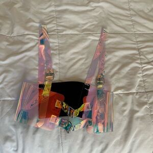 Holographic Iridescent Harness/Corset with Buckles